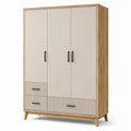 Armadio moderno beige e rovere con 3 ante e 3 cassetti, 120 × 50 × 180 cm