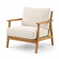 Poltrona moderna con braccioli 75 × 82 × 78 cm in bouclé avorio e legno naturale
