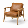 Poltrona moderna 74 × 78 × 80 cm in legno naturale con rivestimento effetto pelle marrone cognac