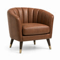 Poltrona rétro marrone effetto pelle 85 × 78 × 78 cm con schienale scanalato
