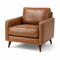 Poltrona moderna rétro in similpelle marrone cognac, 86 × 84 × 86 cm