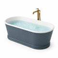 Vasca da bagno freestanding in acrilico bianco e blu grigio con motivo esagonale, 170 × 80 × 60 cm