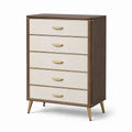 Cassettiera a 5 cassetti 80 × 40 × 110 cm, marrone e beige con dettagli dorati