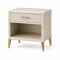 Comodino moderno crema 55 × 40 × 60 cm con cassetto e vano aperto