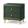Comodino verde scuro e oro con 2 cassetti, 55 × 40 × 60 cm, stile Art Déco