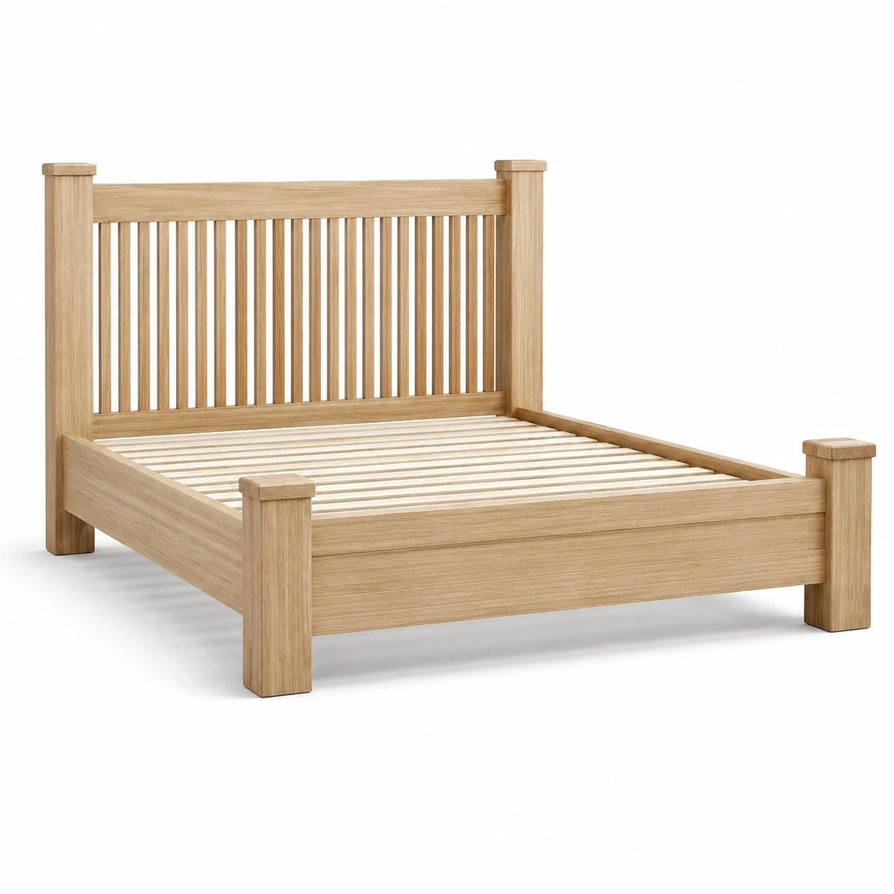 Letto matrimoniale in legno color rovere naturale 160 × 200 cm con rete a doghe