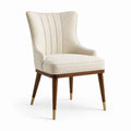 Sedia moderna in bouclé beige con braccioli, 58 × 64 × 92 cm