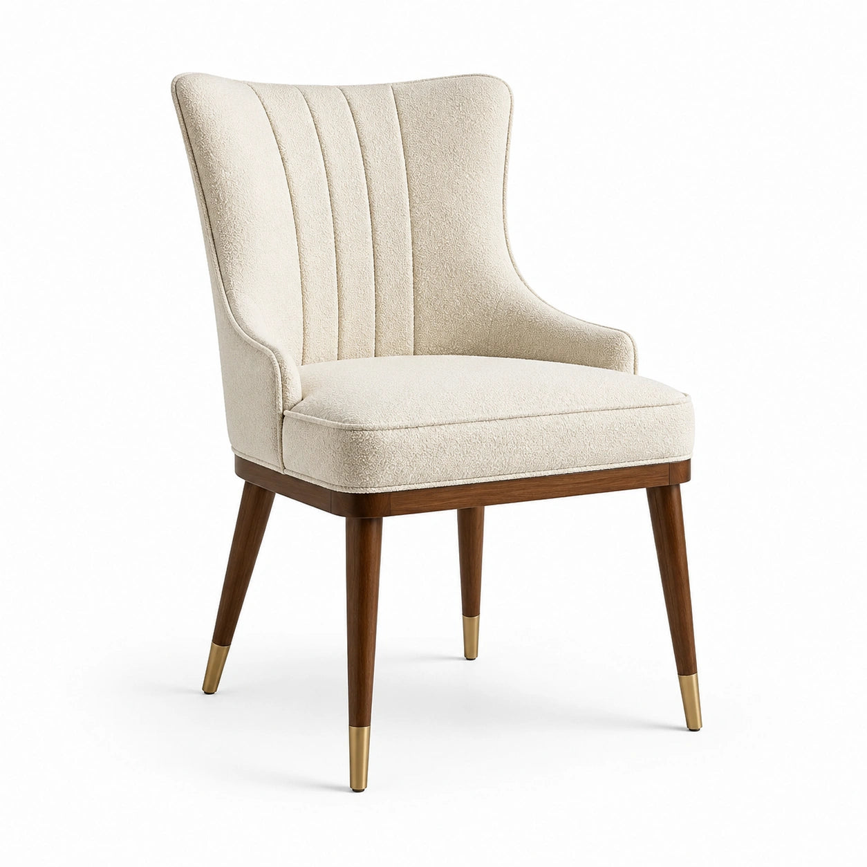 Sedia moderna in bouclé beige con braccioli, 58 × 64 × 92 cm