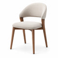 Sedia moderna imbottita in tessuto beige con struttura in legno marrone, 56 × 58 × 78 cm