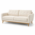 Divano moderno a 3 posti 190 × 85 × 85 cm in tessuto bouclé avorio con base in legno naturale
