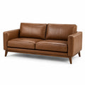 Divano moderno a 2 posti in similpelle marrone, 190 × 85 × 82 cm, con gambe in legno
