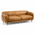 Divano moderno a 3 posti in similpelle marrone cognac, 210 × 88 × 78 cm
